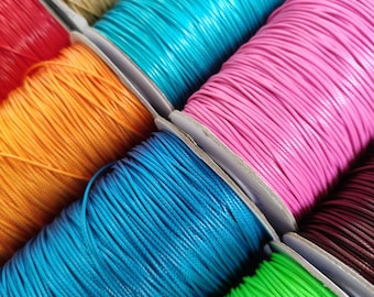 Set of two 2-meter lengths of 1mm waxed cord, perfect for sliding knot bracelets and necklaces.