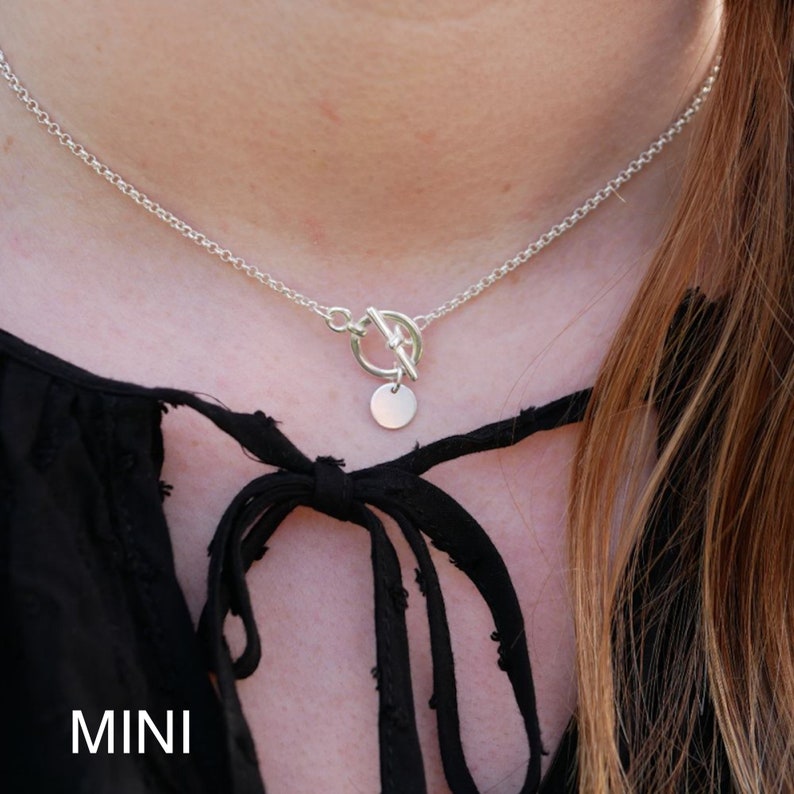 Sophie choker necklace with toggle clasp and round charm All silver plated Several sizes available image 2