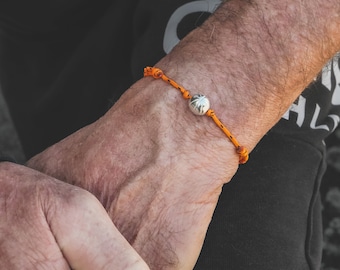 Basket cord bracelet - 10 micron silver plated bead, French cord, custom made - Father&#39;s Day gift idea for men