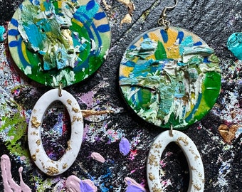 Green Dreamsicle Ear Art Earrings