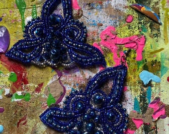 Sapphire Cookie Art Earrings