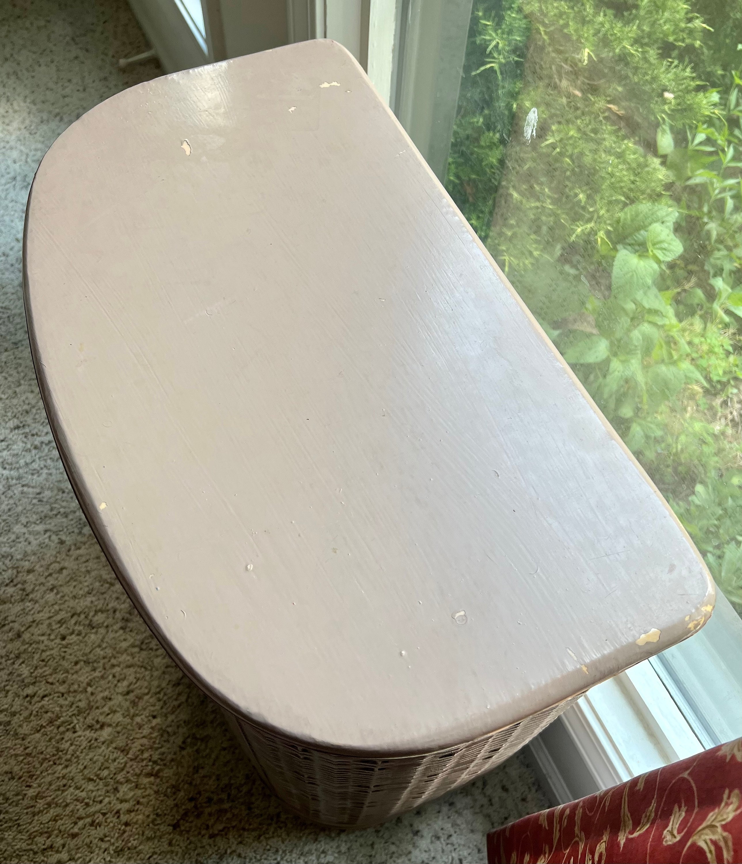 Vintage MCM 1950s Pearl Wick Basket Weave Wicker Large Laundry Hamper