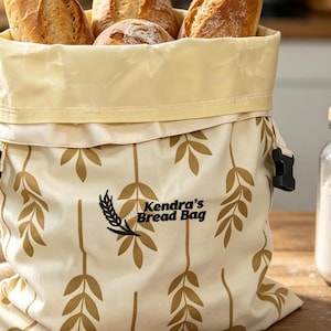 Personalized Reusable Bread Bag,Cotton-Linen Bread Bag,Embroidered Sourdough Storage,Beeswax Bread Loaf Bag,Star Bakers Gift,Grandma Gift