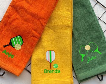 Geborduurde Pickleball-handdoek, katoenen sporthanddoek Tith Your Name, monogram Pickleball-handdoek, gepersonaliseerde Paddle Ball-zweethanddoek, uniek cadeau