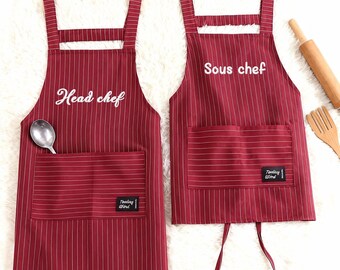Custom Embroidered Family Aprons,Toddler Apron with Embroidered Name,Kitchen Apron Set,Mommy and Me Matching Apron Set,Baking Apron for Kid