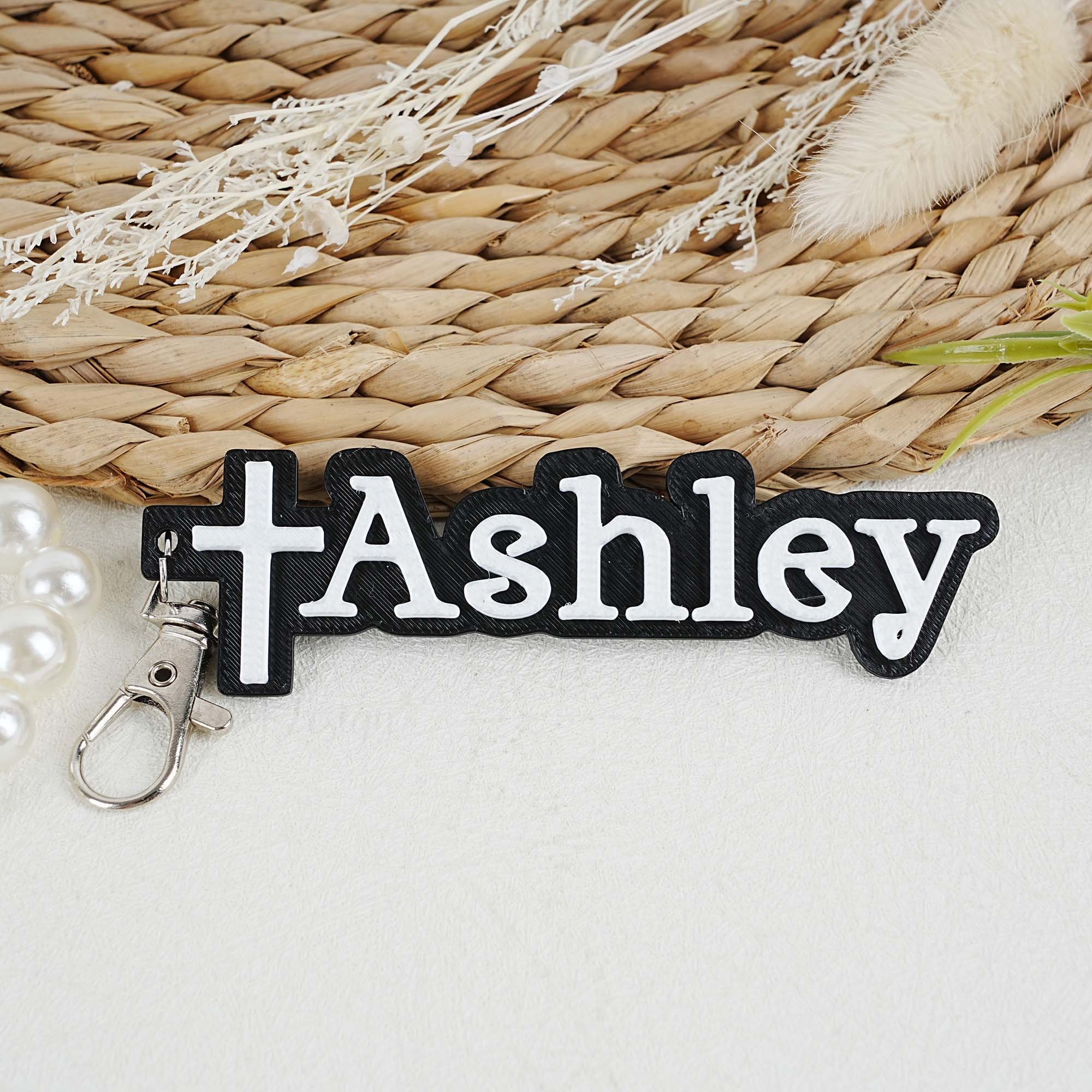 Personalized Cross Keychain, 3D Printed Cross Keychain, Custom Name Tag, Religious Keychain, Christian Accessory, Y2k Charms, Memorial Gifts