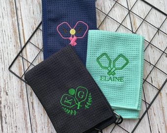 Gepersonaliseerde handdoek Pickleball, geborduurde sporthanddoek Pickleball, sporthanddoek Waffle, handdoek spelersnaam Pickleball, handdoek Pickleball cadeau, handdoek Pickleball