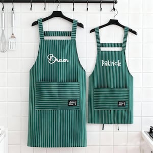Op maat geborduurde schort met je naam, gepersonaliseerd kinderschort, kookschort voor ouders en kinderen, cadeau chef-kok met zakken, verjaardagscadeau voor kinderen