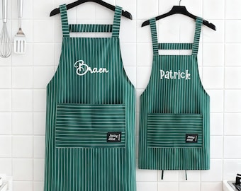 Custom Embroidered Apron with Your Name,Personalized Kids Apron,Cooking Apron for Parents and Kids,Chef Gift with Pockets,Kids Birthday Gift