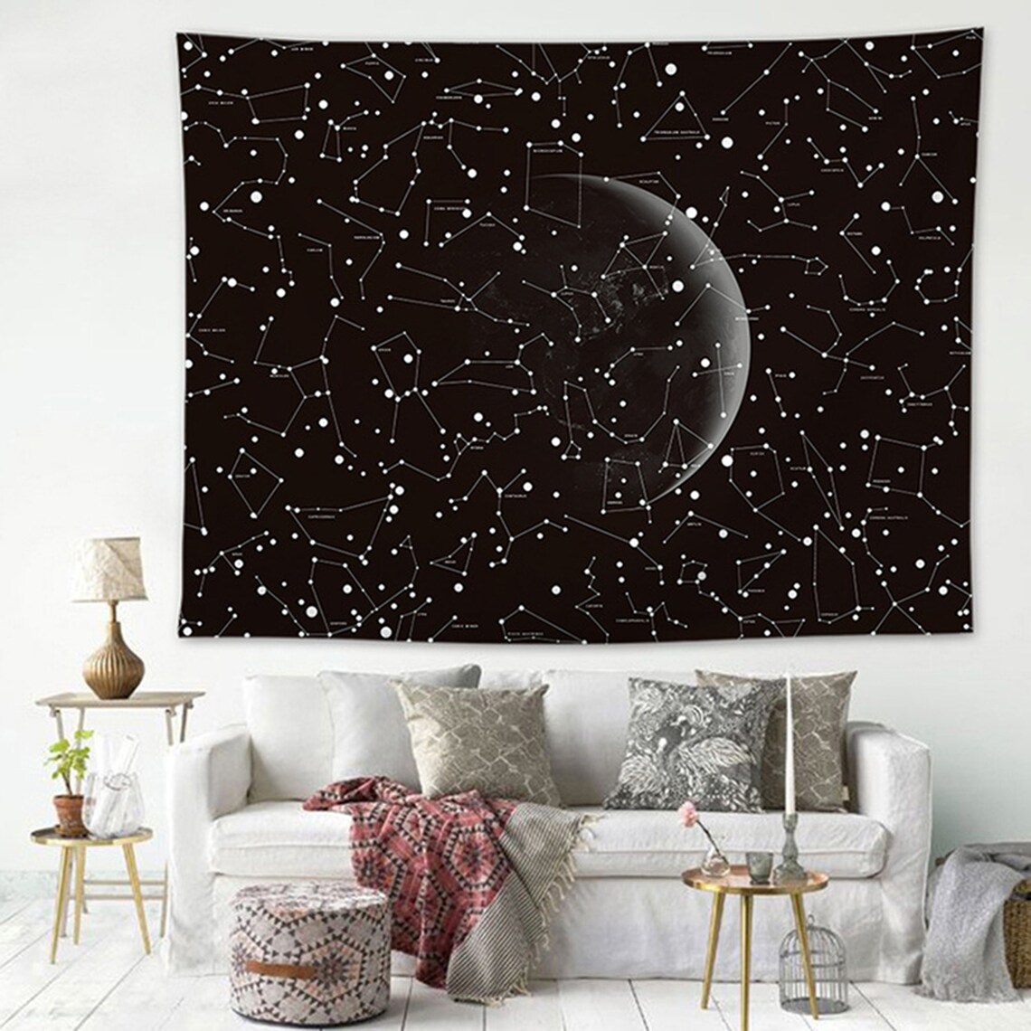 Black Starry Sky Tapestry Constellations Wall Tapestry Star  Etsy