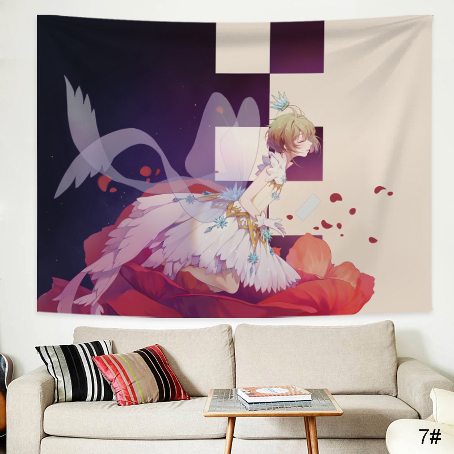 Pink Cartoon anime Tapestrymagic card sakura Tapestry Wall Etsy