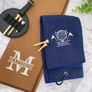 Serviette de golf à monogramme,Serviette de golf brodée,Serviette de golf brodée personnalisée,Logo de serviette de golf,Serviette de golf pour garçons d'honneur, Serviette de golf réutilisable