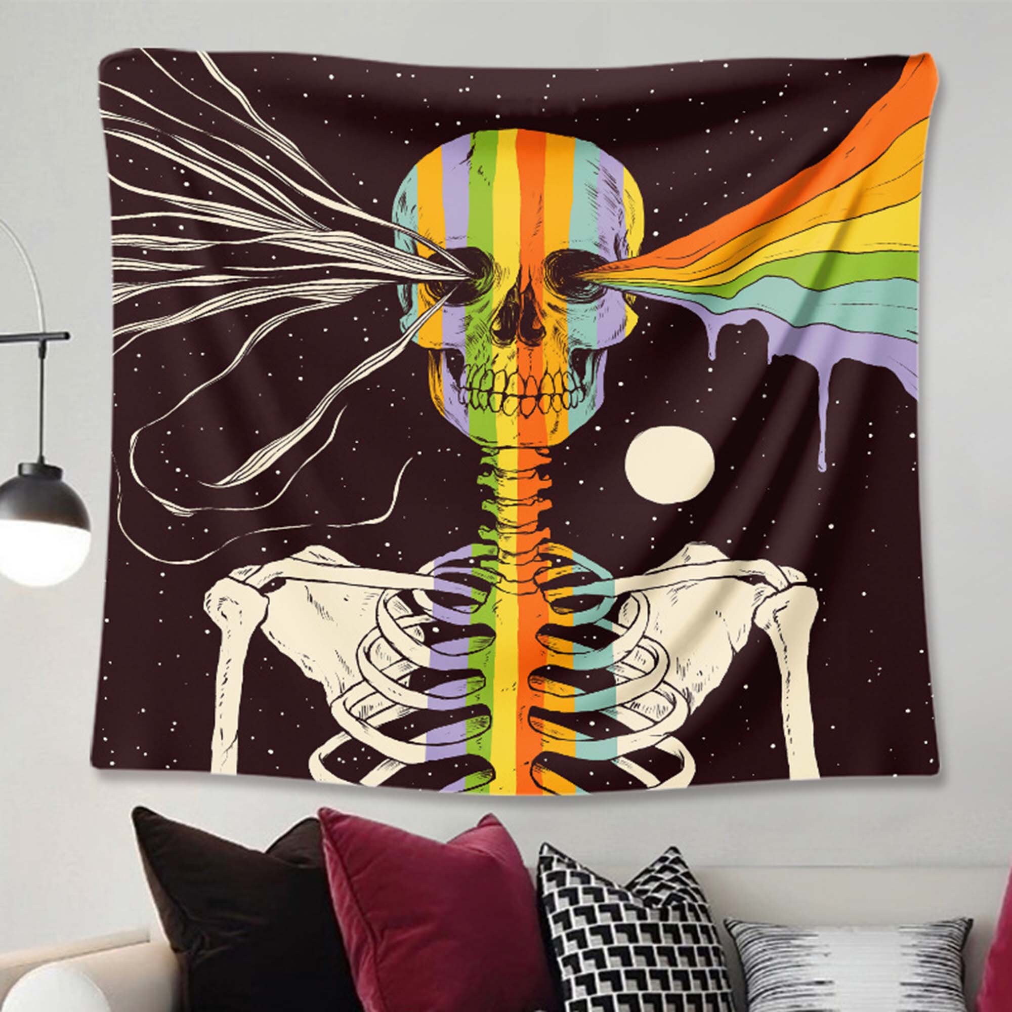 Skull Series Tapestry Flower Skull Tapestry Punk Skull Art Etsy