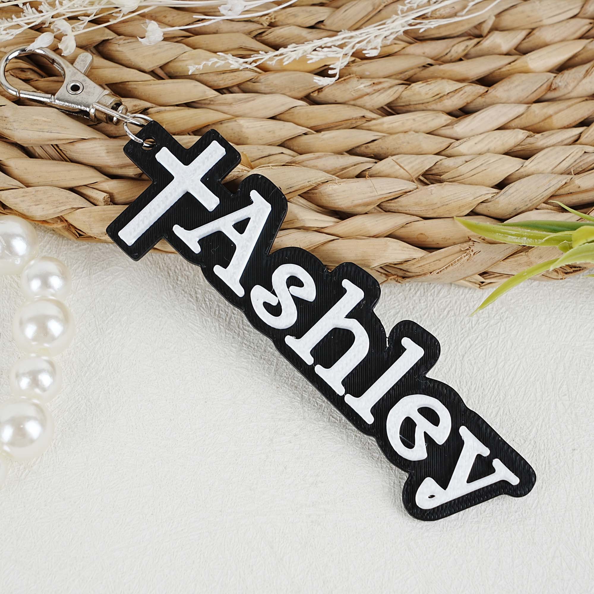 Personalized Cross Keychain, 3D Printed Cross Keychain, Custom Name Tag, Religious Keychain, Christian Accessory, Y2k Charms, Memorial Gifts