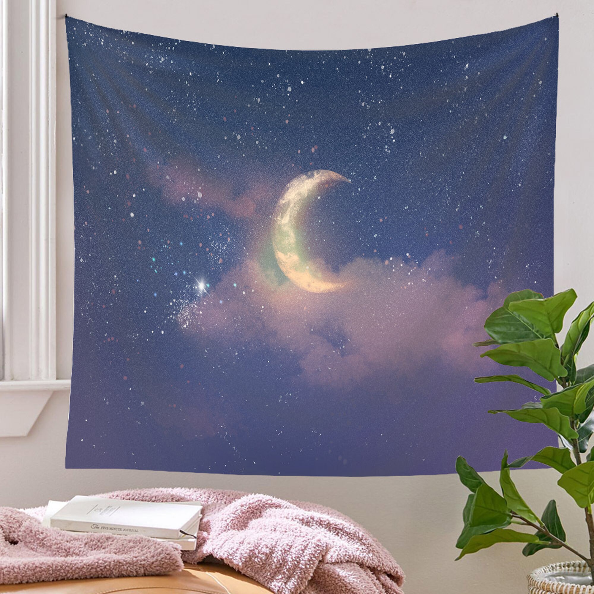 Discover Celestial Sky Tapestry, Moon and Star Tapestry Wall Hanging, Purple Tapestry, Fantasy Tapestry Blanket, Background Cloth, Home Wall Decor