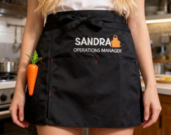Tablier avec logo brodé à la taille, Tablier de serveuse personnalisé, Tablier de serveur personnalisé, Tablier d'esthéticienne personnalisé, Tablier de chef de café personnalisé