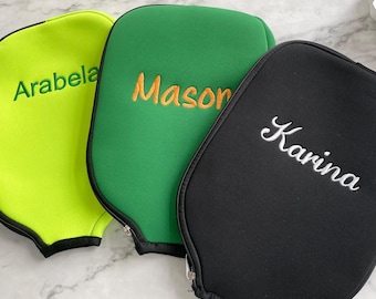 Funda para pala de Pickleball con nombre bordado, funda personalizada con cremallera para accesorios de Pickleball, funda protectora duradera para equipo de Pickleball.