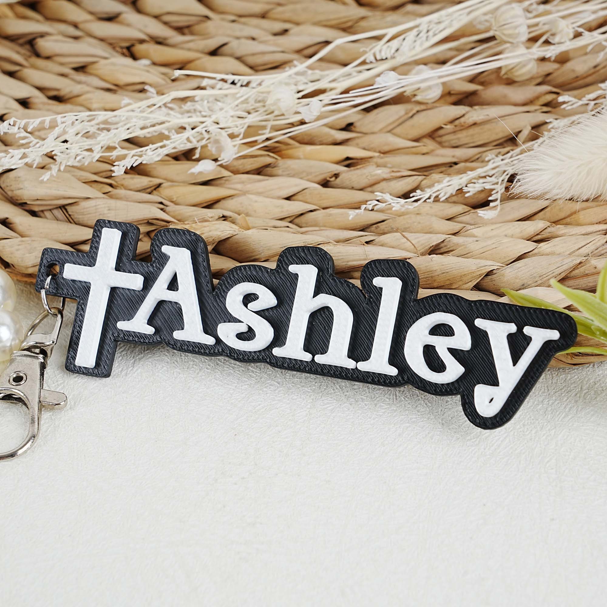 Personalized Cross Keychain, 3D Printed Cross Keychain, Custom Name Tag, Religious Keychain, Christian Accessory, Y2k Charms, Memorial Gifts