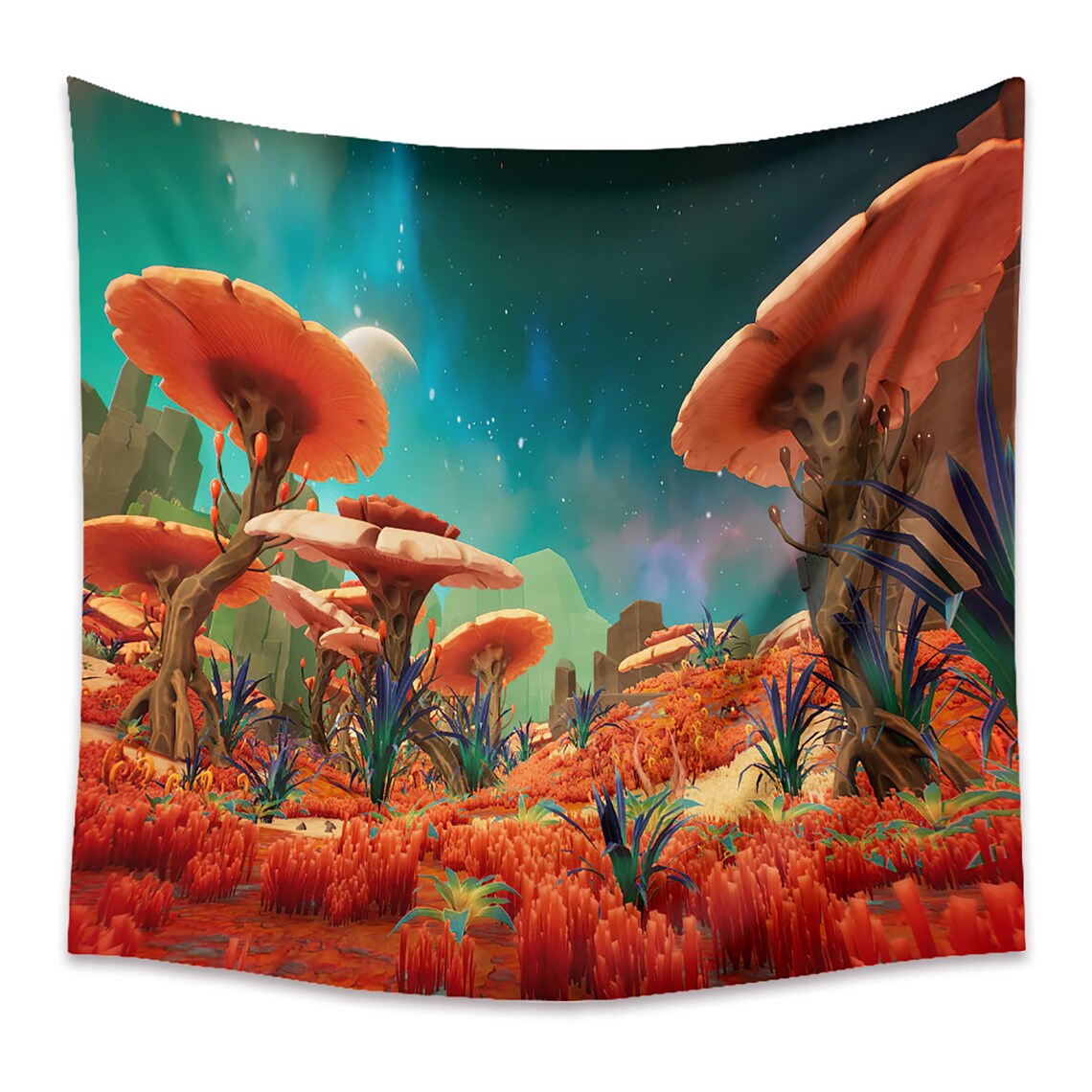 Fantastic Mushroom Wall Hanging Tapestry Orange Mushroom Etsy