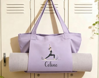 Custom Pilates Tote with Logo,Personalized Yoga Mat Carrier Bag,Canvas Yoga Women Bag,Yoga Gym Bag,Portable Yoga Tote,Fitness Lover Gift