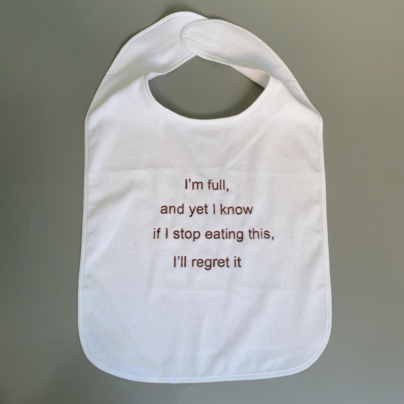 Adjustable Size Adult Bib,custom Text Embroidery Bib,comfortable White ...