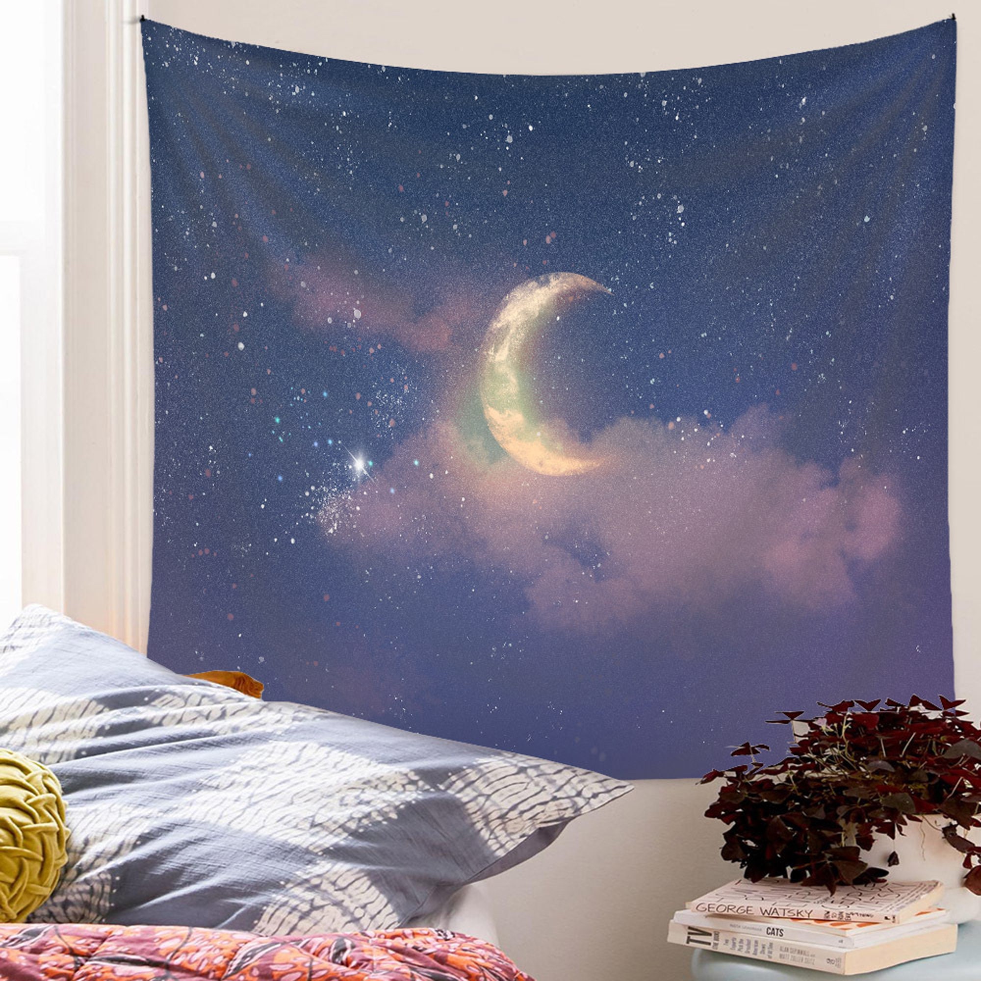 Discover Celestial Sky Tapestry, Moon and Star Tapestry Wall Hanging, Purple Tapestry, Fantasy Tapestry Blanket, Background Cloth, Home Wall Decor