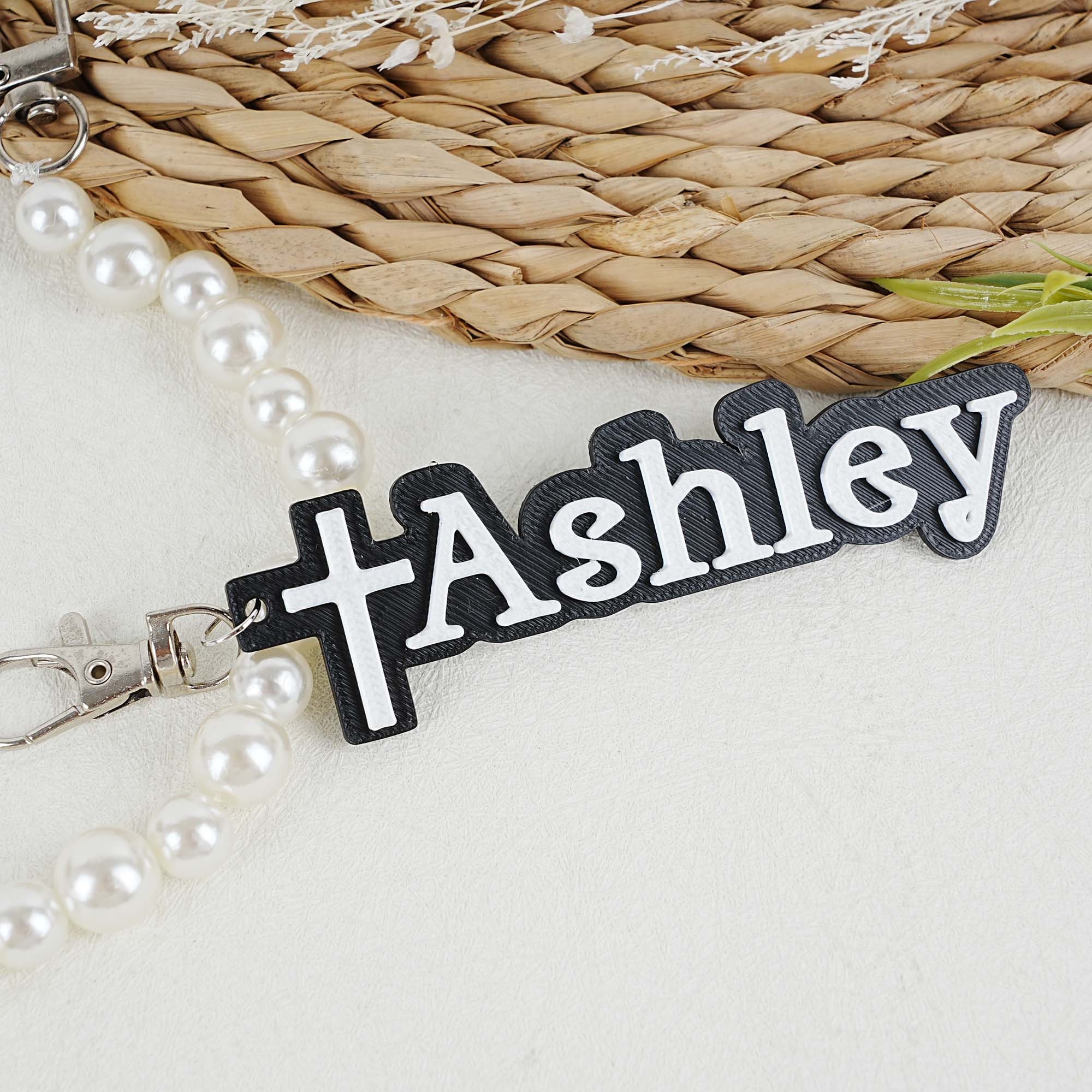 Personalized Cross Keychain, 3D Printed Cross Keychain, Custom Name Tag, Religious Keychain, Christian Accessory, Y2k Charms, Memorial Gifts