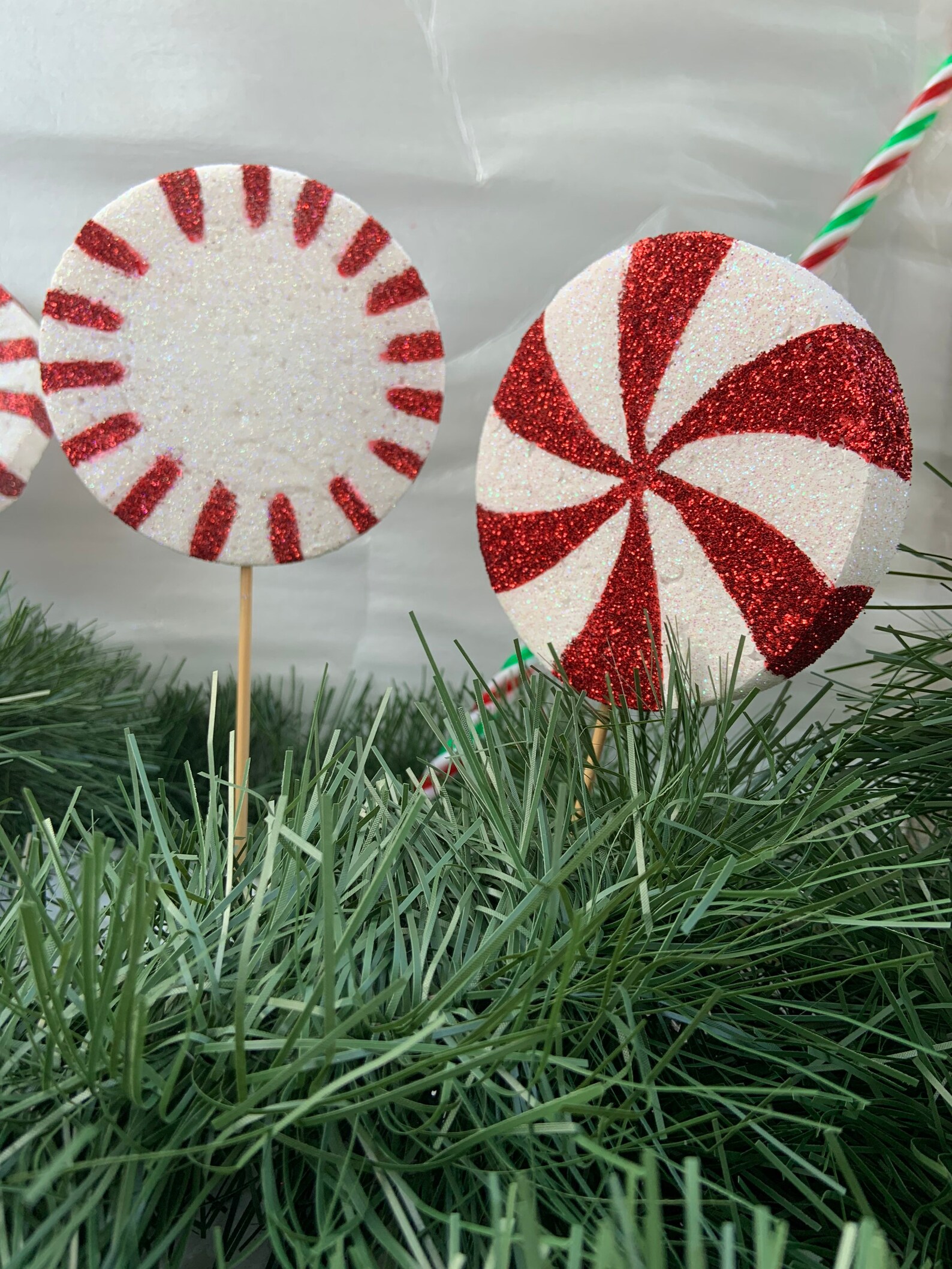 Peppermint Lollipop Decor Fake Lollipop Christmas Etsy