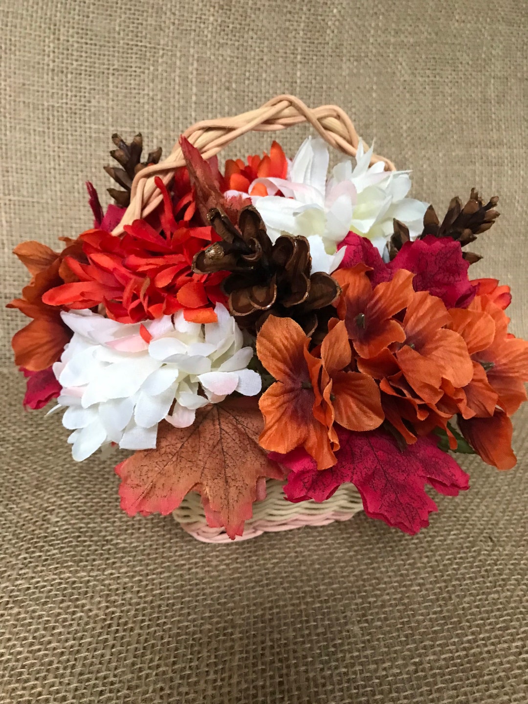 Small Rustic Basket Farmhouse Arrangement Centerpiece Etsy