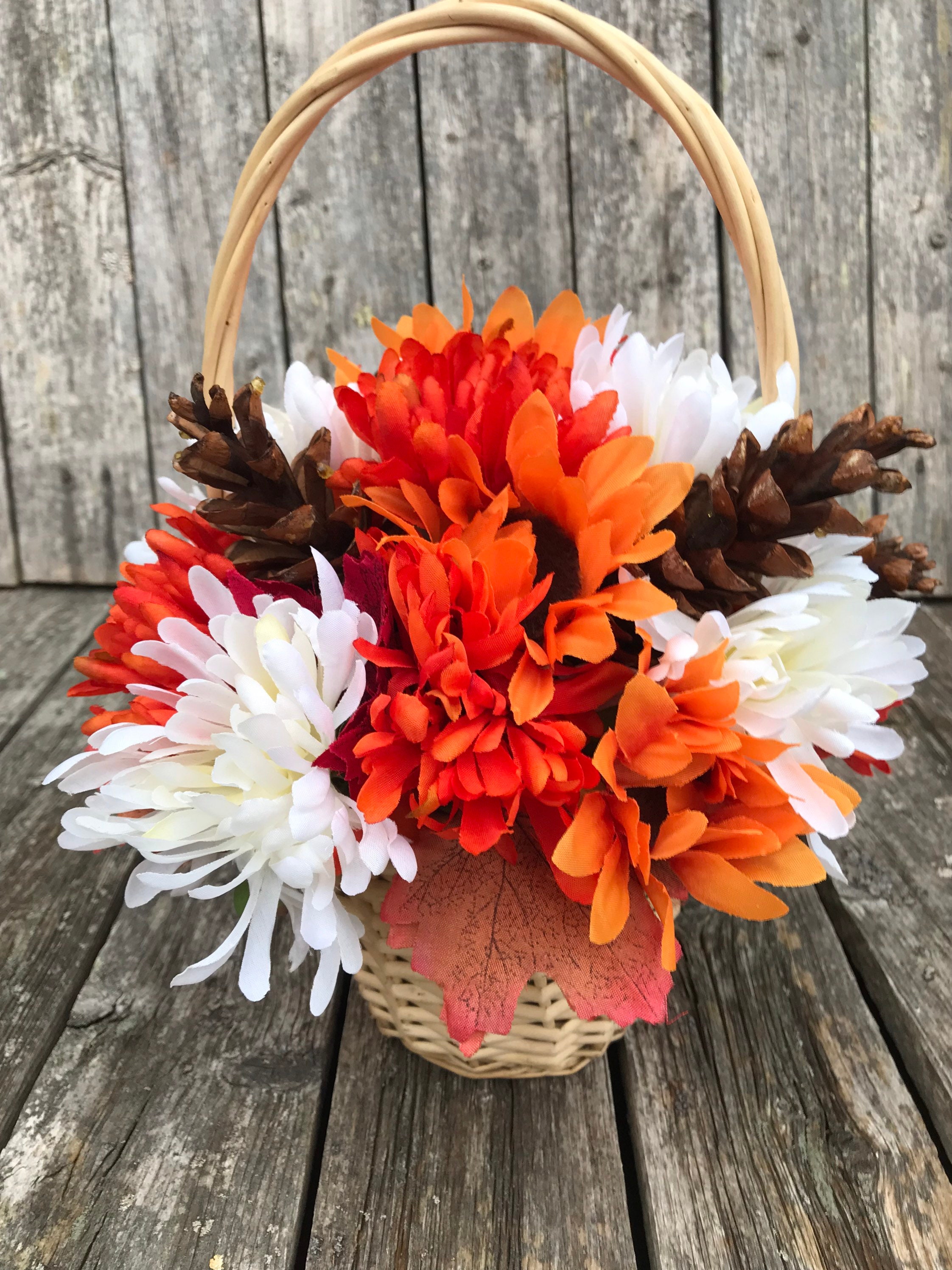 Small Rustic Basket Farmhouse Arrangement Centerpiece Etsy