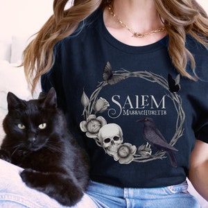 Salem shirt, Salem Massachusetts, heksenprocessen, Halloween shirt, Witch City Salem shirt, Salem MA, Halloween krans shirt, Raven shirt