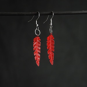 Hawks Red Feather Earrings