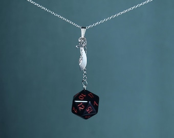 Mollymauk D20 Sword Rapier Dangling Necklace – Critter Cosplay – Mighty 9 – Dice and Dragons – TTRPG Jewelry