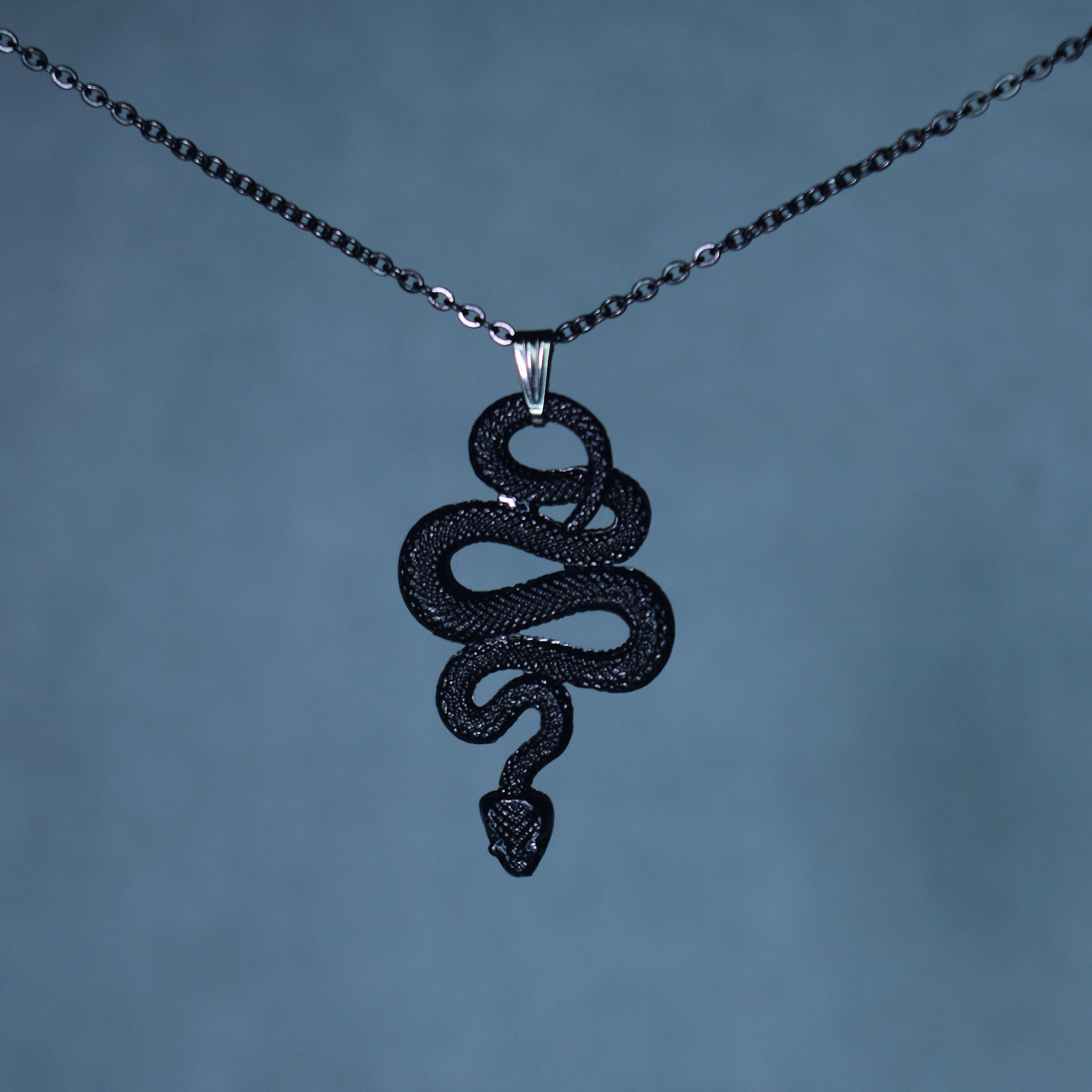 Crowley Black Silver Rainbow Snake Tattoo Necklace - Effable
