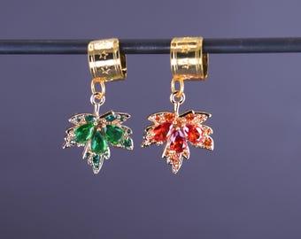 Keyleth Rhinestoned Red and Green Leaves Ear Cuffs – Vax Machina – Critter Cosplay – Dice and Dragons – TTRPG Jewelry