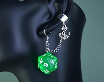 Fjord D20 Falchion Sword  Anchor Warlock Chained Earrings Ear Cuff Combo – Critter Cosplay – Mighty 9 – Dice and Dragons – TTRPG Jewelry