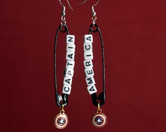 Captain America Safety Pin Earrings - Steve Rodgers|Sam Wilson -