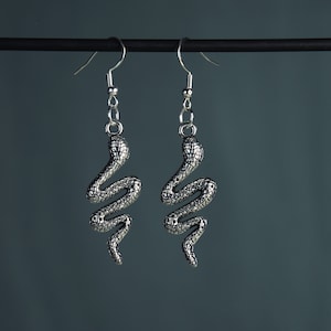 Crowley Silver Snake Earrings