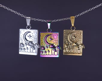 Caduceus Mushroom Coin Cleric Necklace – Critter Cosplay – Mighty 9 – Dice and Dragons – TTRPG Jewelry