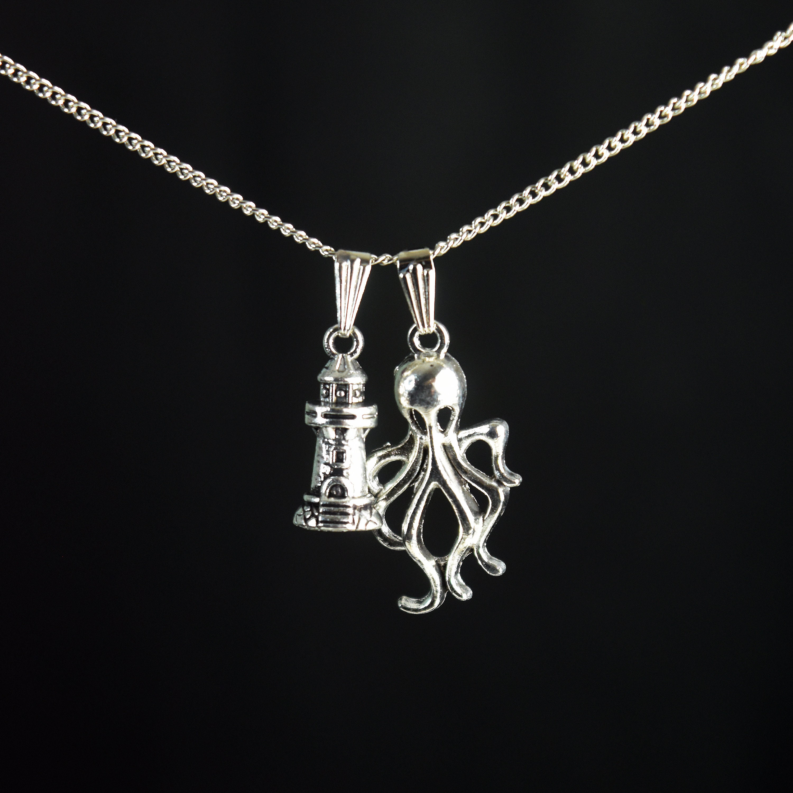 BlackBonnet Lighthouse and Kraken Charm Necklaces - Our Flag Means Death - Stede Bonnet/Blackbeard