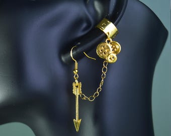 Nott/Veth Arrow Button Rogue Chained Earrings Ear Cuff Combo – Critter Cosplay – Mighty 9 – Dice and Dragons – TTRPG Jewelry