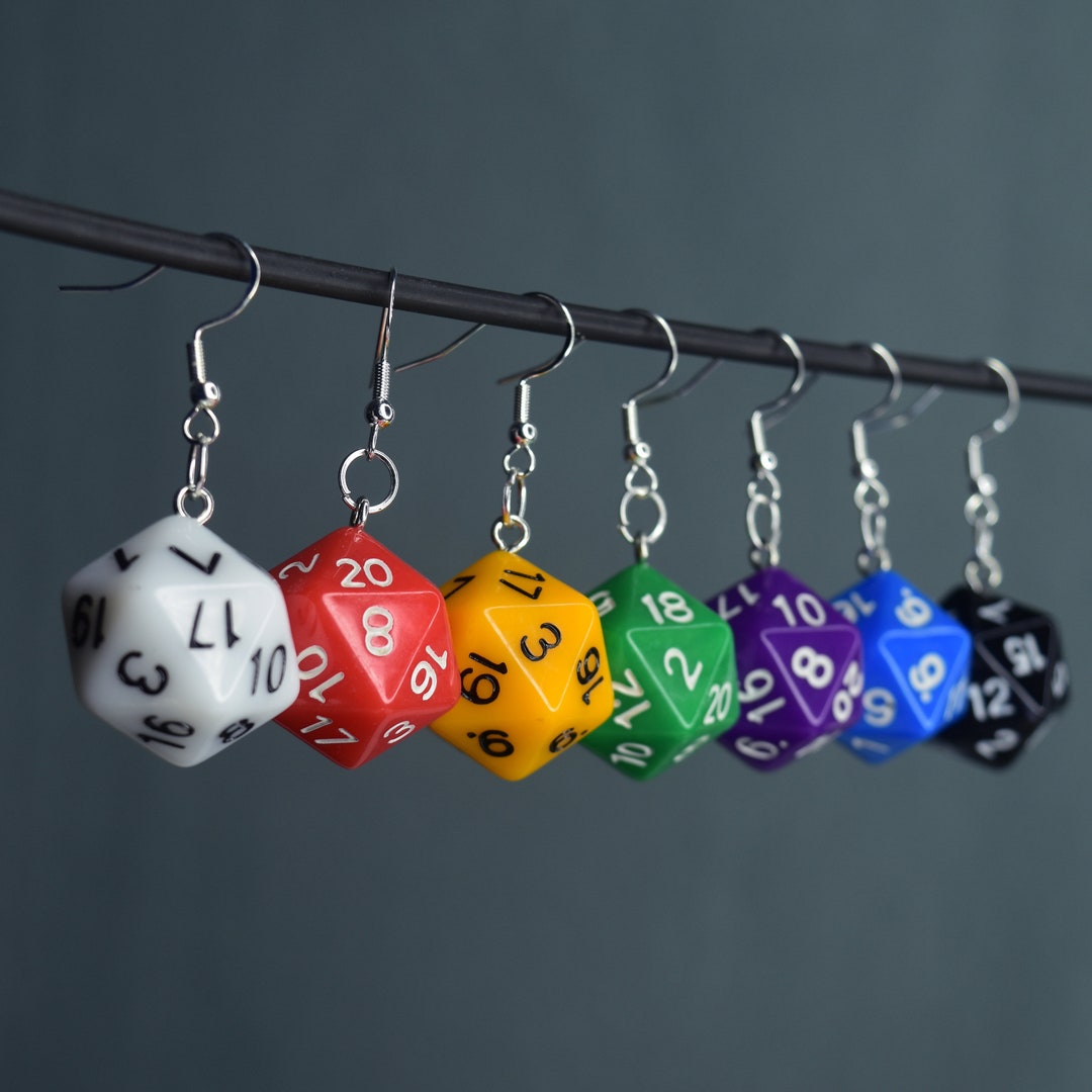 Rainbow D20 Dice Earrings Dice and Dragons TTRPG Jewelry Etsy