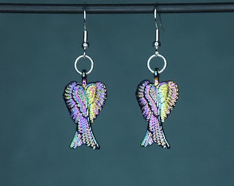 Crowley/Zirafel - Pendientes de alas arcoíris de ángel/demonio