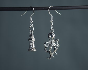 BlackBonnet Lighthouse and Kraken Charm Earrings - Our Flag Means Death - Stede Bonnet/Blackbeard