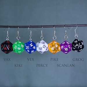 Boucles d'oreilles Machina D20 Dice - Critter Cosplay - Dés et dragons - Bijoux TTRPG