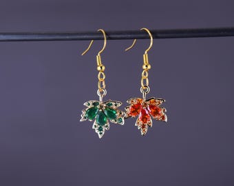 Keyleth Rhinestoned Red and Green Leaves Earrings – Vax Machina – Critter Cosplay – Dice and Dragons – TTRPG Jewelry