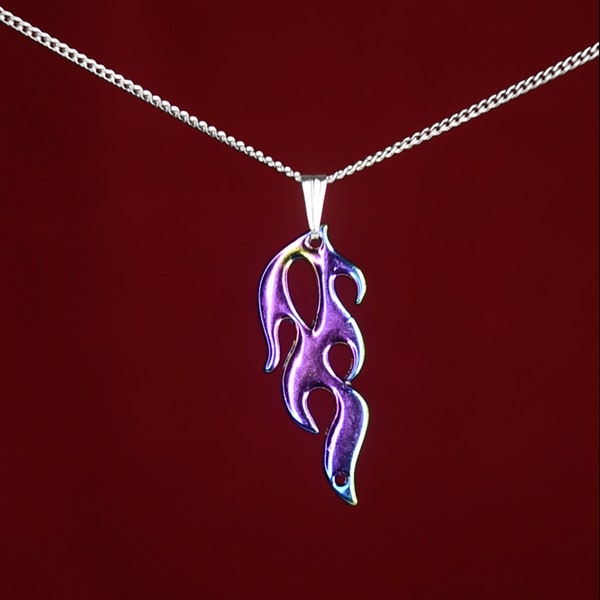 Dabi Purple/Rainbow Flame and Fire Charm Necklace