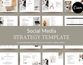 Plantilla de estrategia de redes sociales / Plantilla de presentación al cliente (Canva)