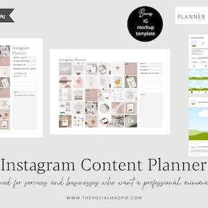 Instagram Planner Template, Editable Social Media Planner, Planning Template, Content Planner, Hashtag Keeper, Canva Instagram Mockups