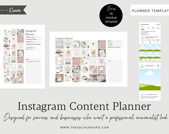 Editable Instagram Content Planner Template, Canva, Hashtag Keeper (Digital Download)
